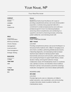 early career NP sample resume